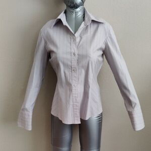 Women's Classic Grey Striped Button-Up Shirt In Pastel Purple